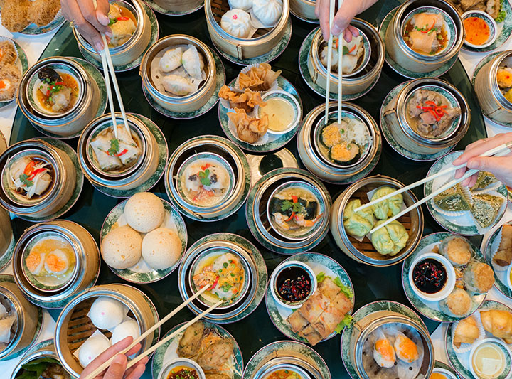 Different type of Dim Sum on the table.